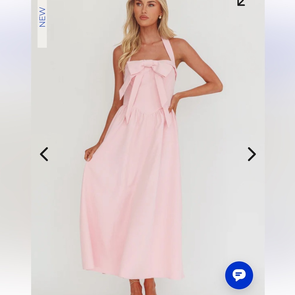 Elegant Pink Halter Dress bow